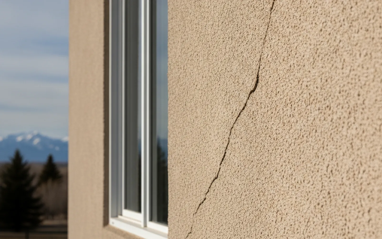 Stucco patch being blended into an existing wall finish